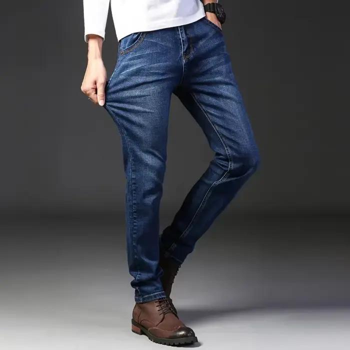 Jean fin en coton élastique pour hommes