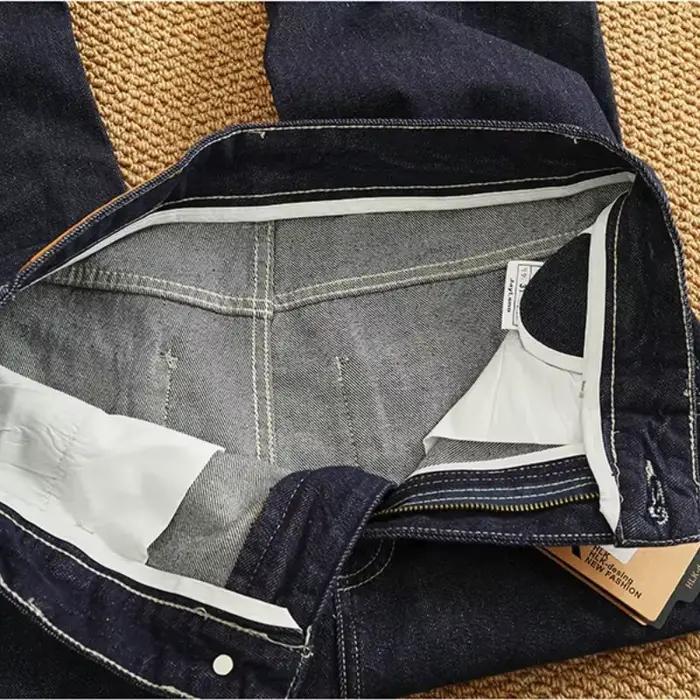 Jean en denim pour hommes, processus anti-décoloration, coton doux et respirant, couleur primaire, pantalon cône droit, tendance, nouvelle collection été, décontracté, quatre saisons