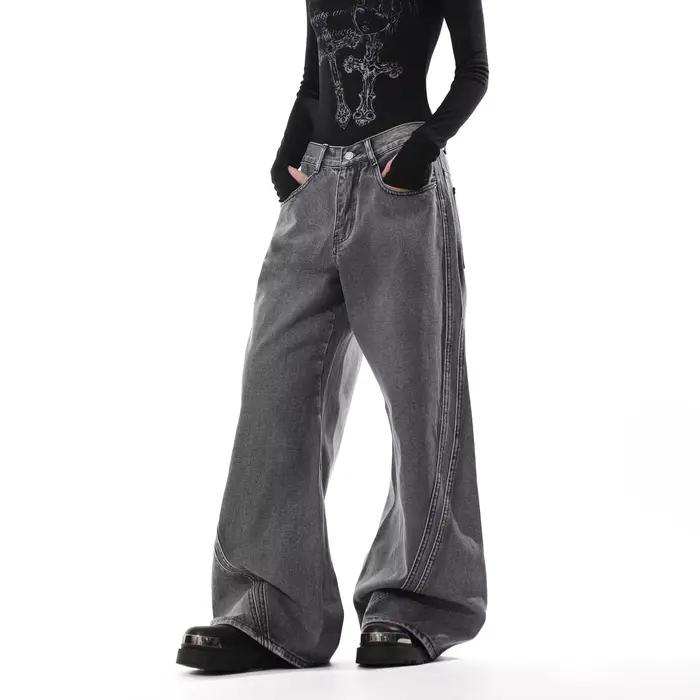 Jean large délavé style rétro pour femme – Nouvelle collection 2026 – Pantalon décontracté ample
