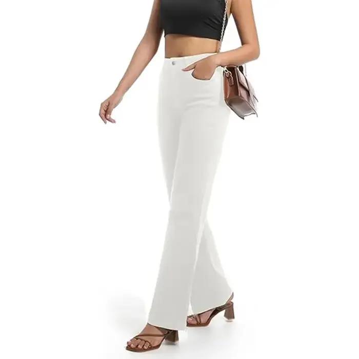 Jeans à jambe droite femme décontractés en denim extensible pour toutes les saisons occasions spéciales style classique chic modernes