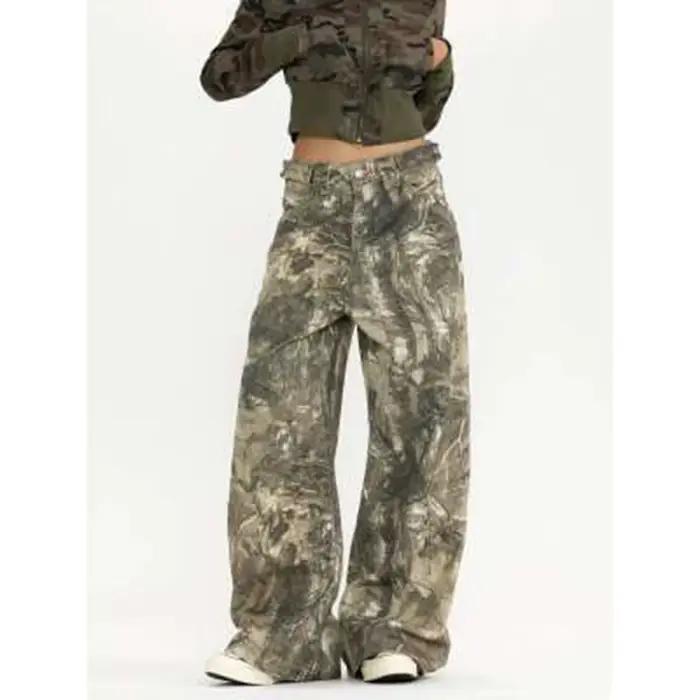 Jean surdimensionné de camouflage pour hommes et femmes, style Harajuku y2k, pantalon cargo pratique et confortable pour toutes les saisons