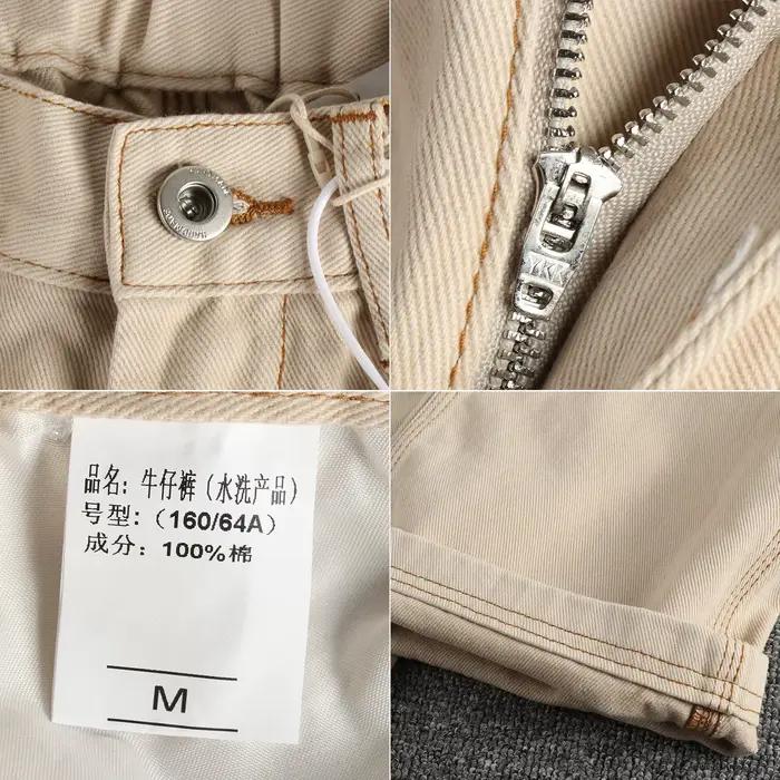 Jean à Jambes Droites et artificiel astique en Coton Délavé pour Homme