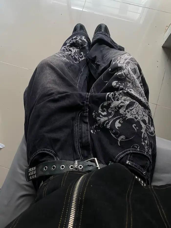 Harajuku – jean noir délavé pour hommes
