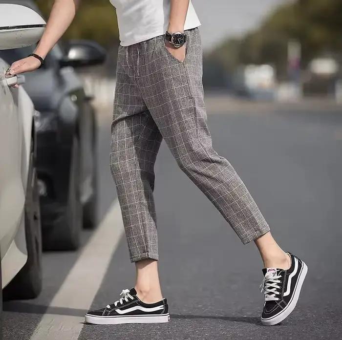 Nouveau pantalon pour hommes de style européen et américain à la mode à grille 2025 pour les affaires