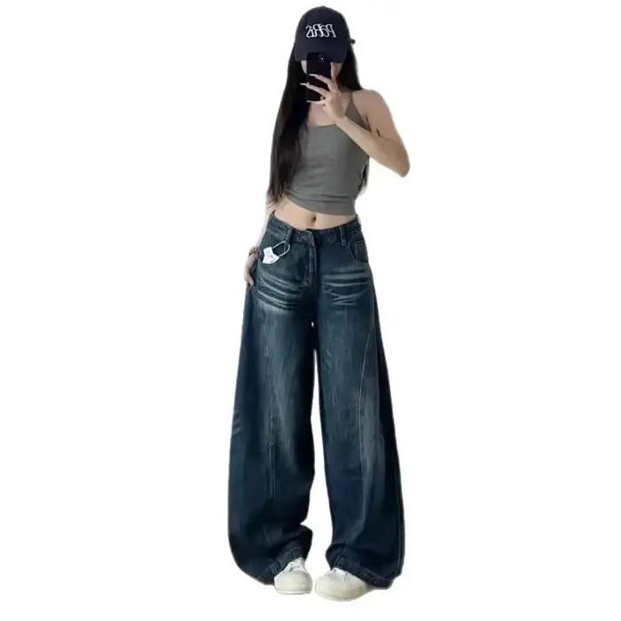Jean taille haute à jambes larges pour femmes