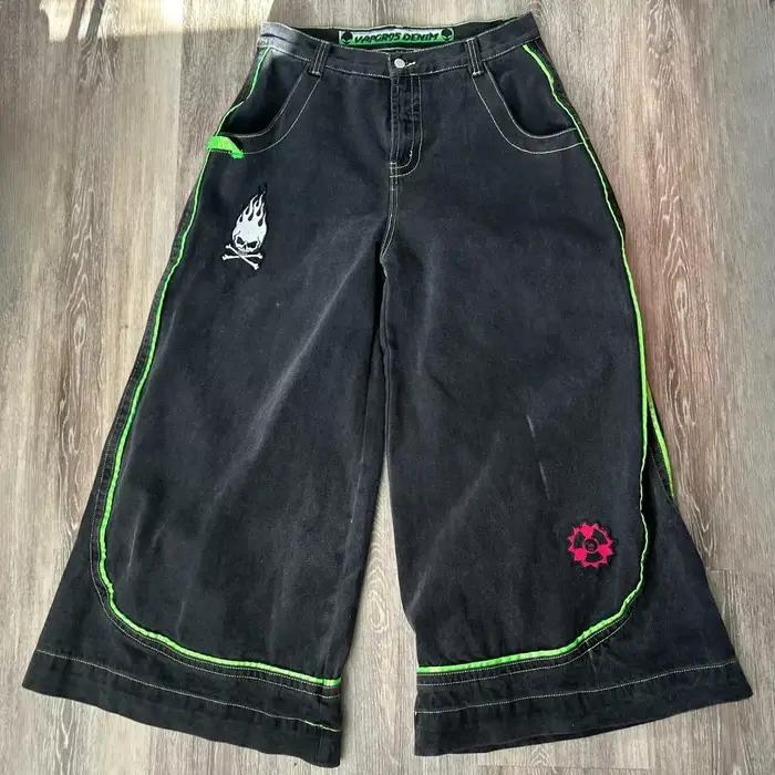 2025 européen et américain automne hiver jeans décontracté jambe large Harajuku motif alien pantalon hip-hop haute rue