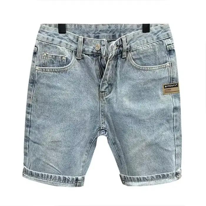 Short en jean droit graphique pour homme