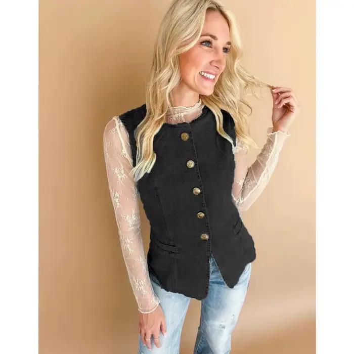 Gilet en jean sans manches pour femme