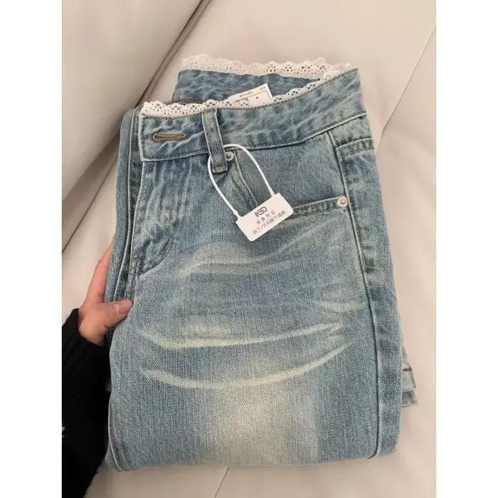 Botvotee rétro classique américain Vintage Denim jean pour femmes taille basse droite années 1950/1960 inspiré