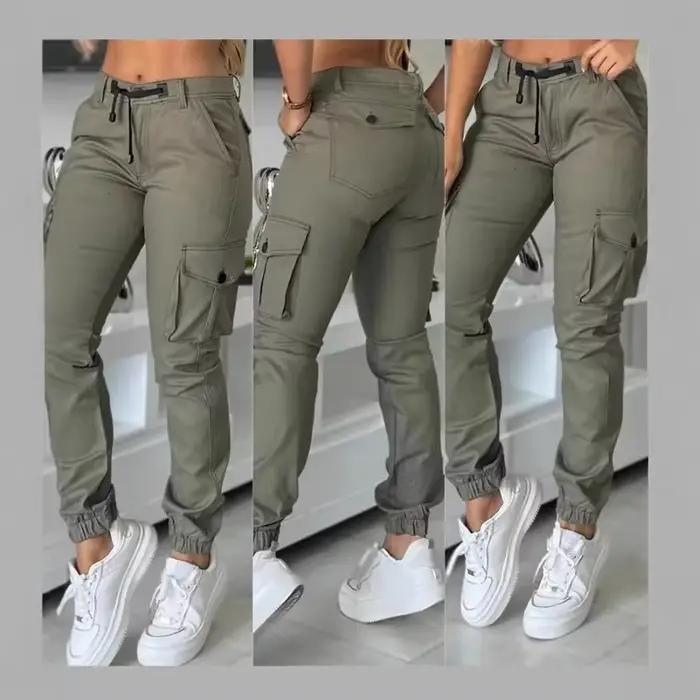 Vêtements de travail à la mode pantalons Cargo multi-poches vert militaire coupe ample