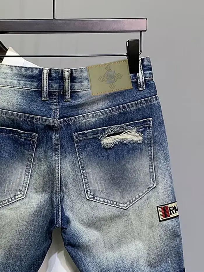Nouveau short en jean tendance homme style déchiré bleu coupe slim personnalisable pour occasions quotidiennes et mode décontractée