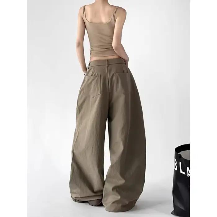 Pantalon ample Y2K kaki décontracté pour femme YIBASHU