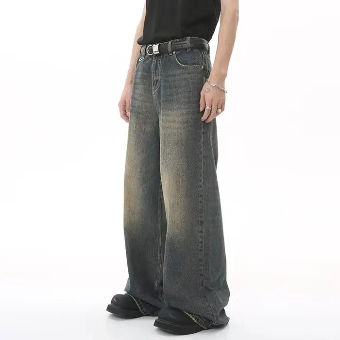 Jeans délavés décontractés IEFB pour hommes, coton adoucissant, style vintage, adapté aux jeunes adultes, idéal pour les occasions quotidiennes