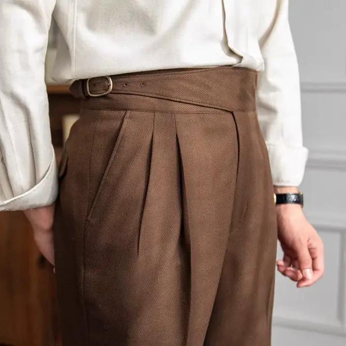 Nouveau pantalon droit taille haute pour homme