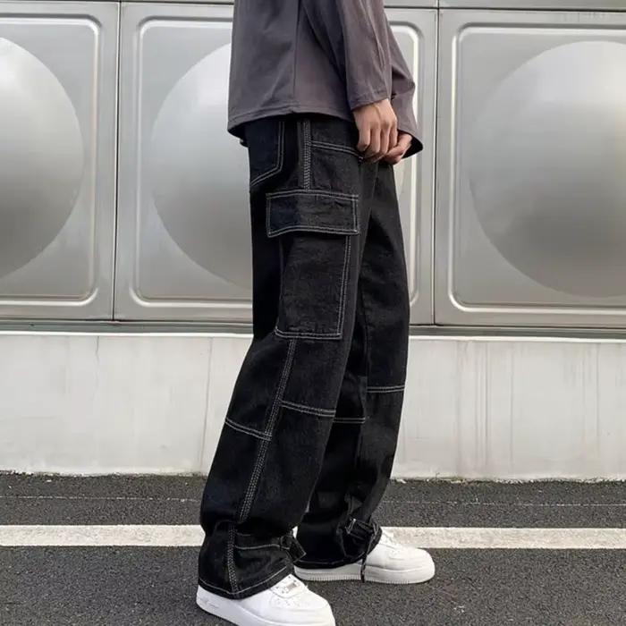 Jeans Cargo Hommes Jambe Large Denim Style Hip Hop Décontracté Occasions Spéciales