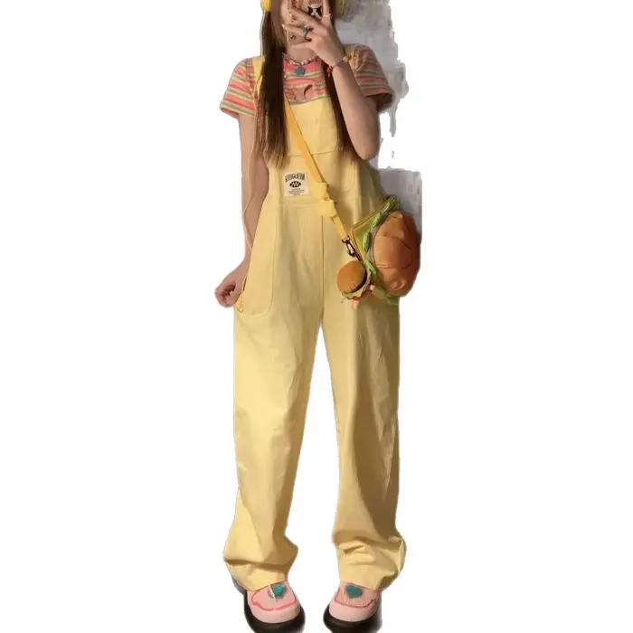 Salopette en jean jaune pour femme