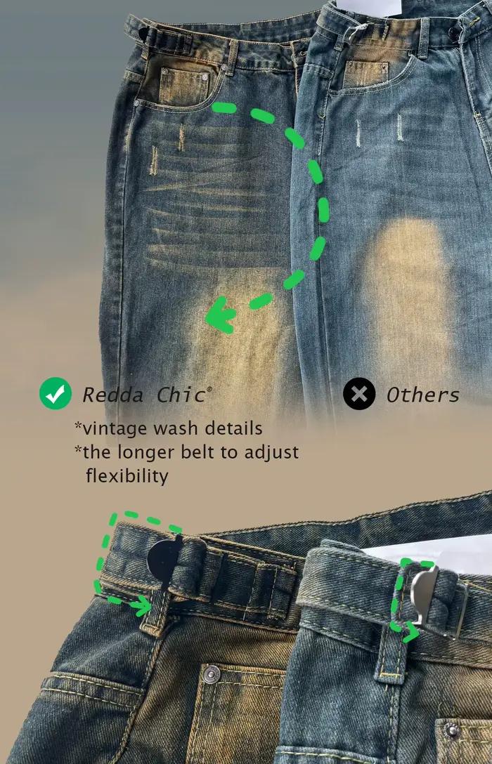 Jeans baggy REDDA CHiC en toile adoucissante, coupe ample, style rétro, pour homme, décontracté, quatre saisons