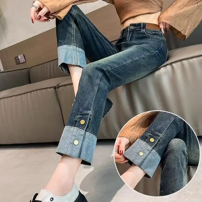 Femme jean taille haute jambe droite Denim pantalon pour femmes ajusté Vintage Chic et élégant Unique années 90