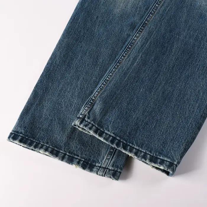 Jeans en denim coupe bootcut pour homme, pantalon slim évasé, bleu, extensible, pantalon long, imprimé de haute qualité