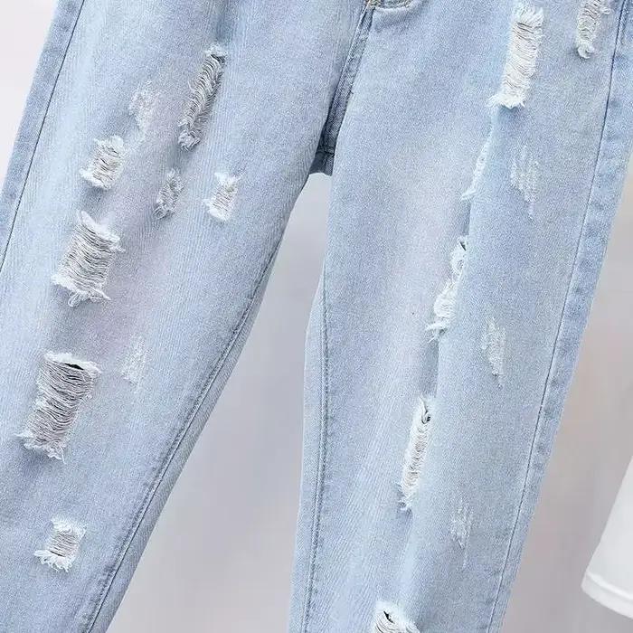 Jean déchiré ample taille haute pour Femme