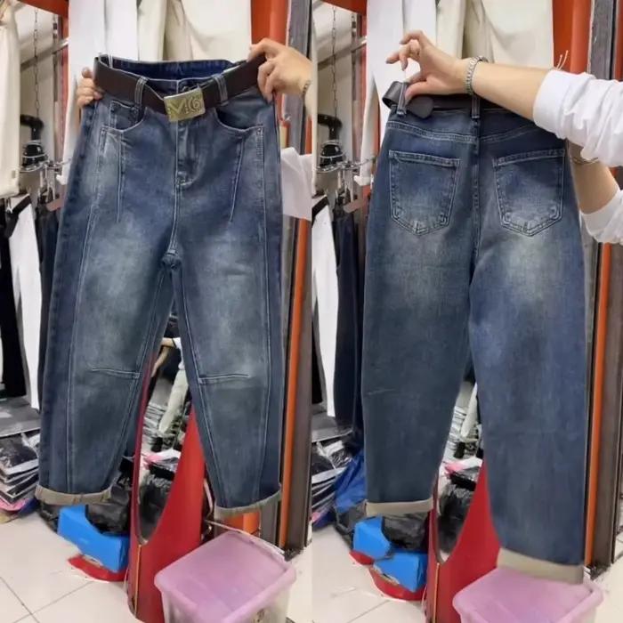 Jean en denim bleu foncé pour femme