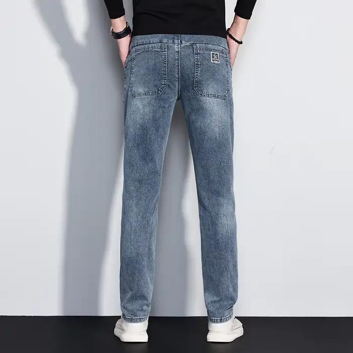 Nouveaux hommes jean coupe ajustée Stretch droit Vintage à la mode Denim pantalon coréen lavé doux polyvalent