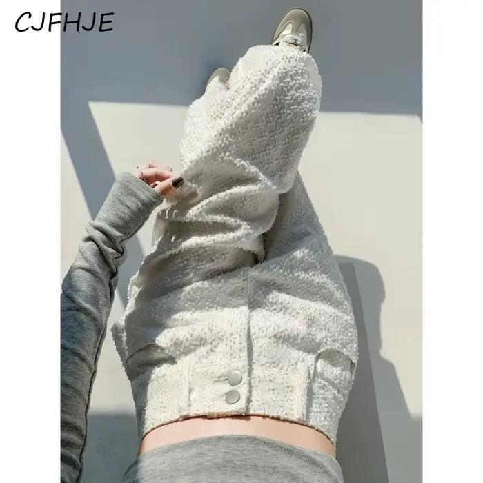 CJFHJE mode femmes taille haute jean droit coréen classique