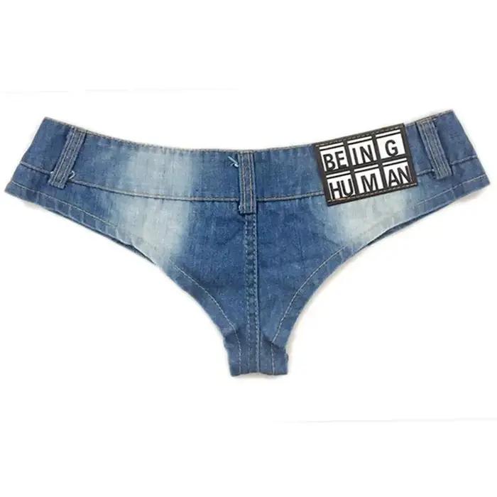 Femmes plage Denim string Shorts jeunes filles Sexy discothèque Mini jean court dames Disco pôle danse Hotpants Micro