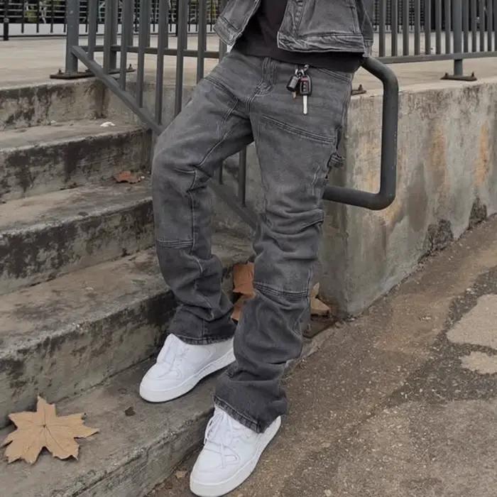 Nouveau Jean Homme 2026 – Pantalon Ample Déchiré Décontracté à Jambes Larges et Légèrement Élastique