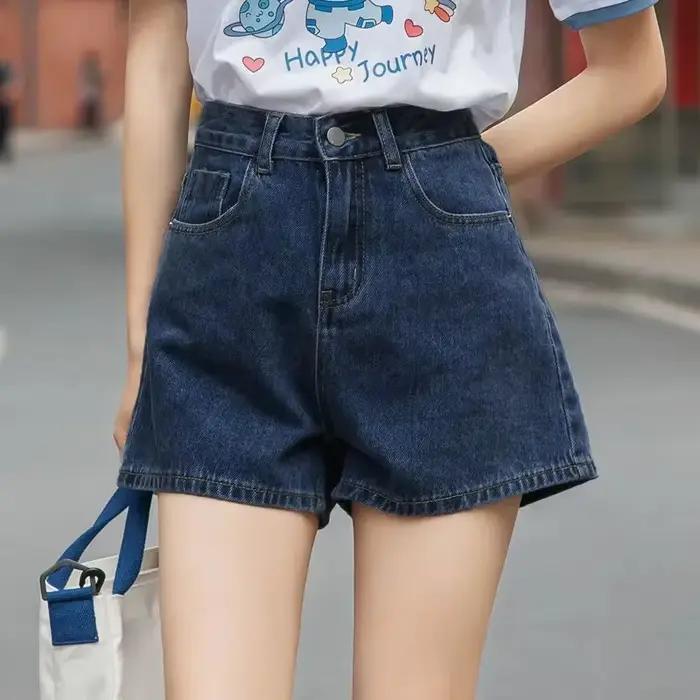 Shorts en jean Lucyever-Shorts pour femmes, jambes larges, taille haute, décontractés, printemps été, bouton classique, pour les vacances et les occasions quotidiennes