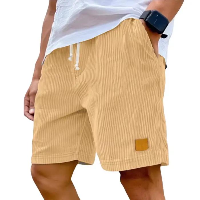Shorts cargo vintage en velours côtelé pour homme, style sport, décontracté, couleur unie, respirant, pour les chaudes journées d'été