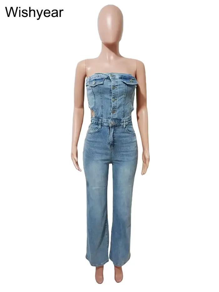 Combinaison en Denim bleu pour femmes