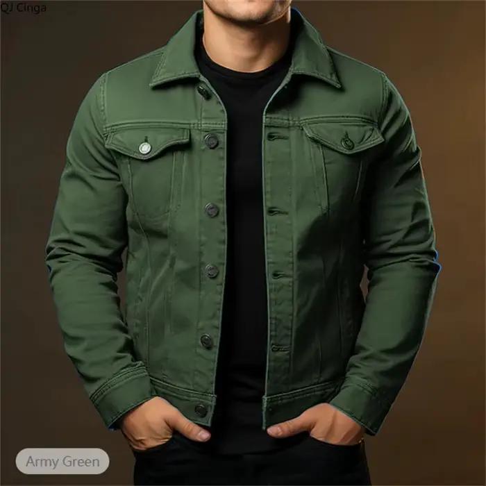 Veste en jean bleue à manches longues pour hommes