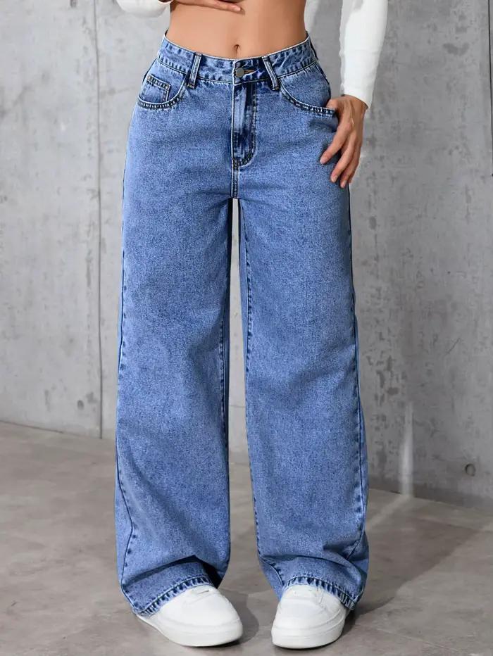 Jeans ROMSUNS amples pour femmes, couleur bleu ciel, taille haute, style américain, confort maximal pour printemps et automne