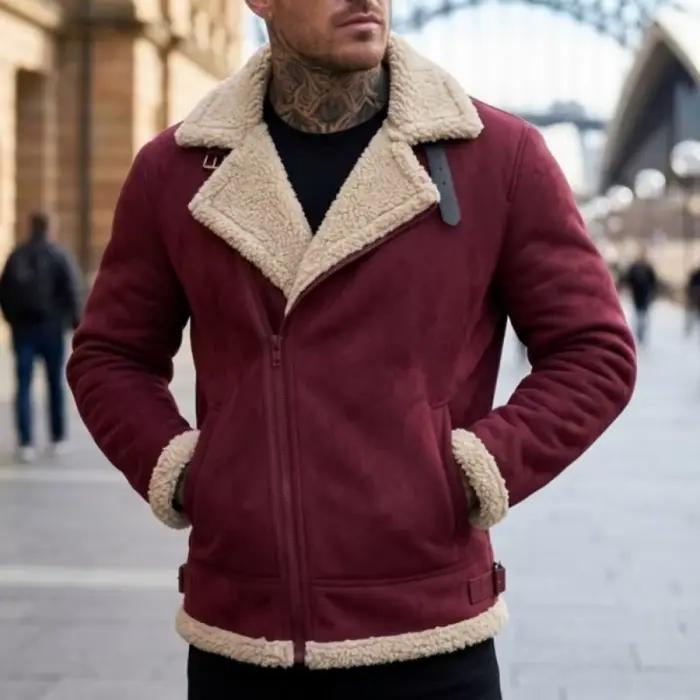 Veste en polaire homme, style streetwear, veste chaude en faux daim, veste légère à fermeture éclair, manteau d'hiver, veste de randonnée et de chasse en plein air