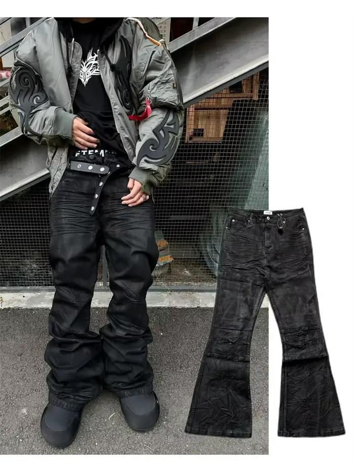 Jean micro-évasé enduit de rue pour hommes et femmes