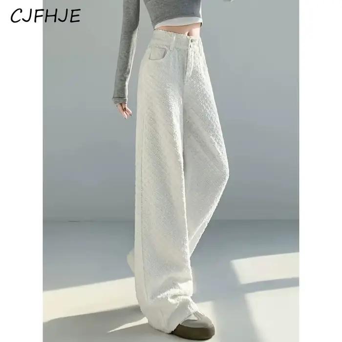 CJFHJE mode femmes taille haute jean droit coréen classique
