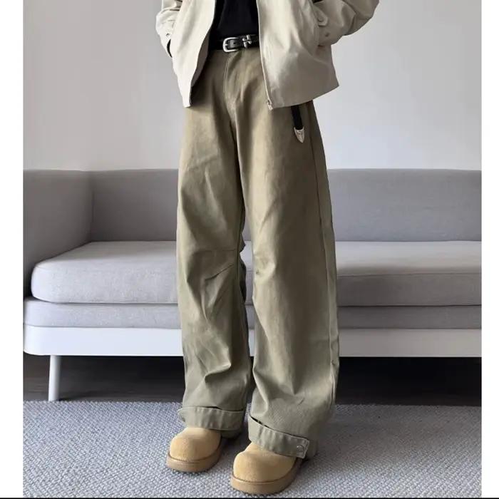2025 NOUVEAUX pantalons Unisexe jambe droite coupe ample coton