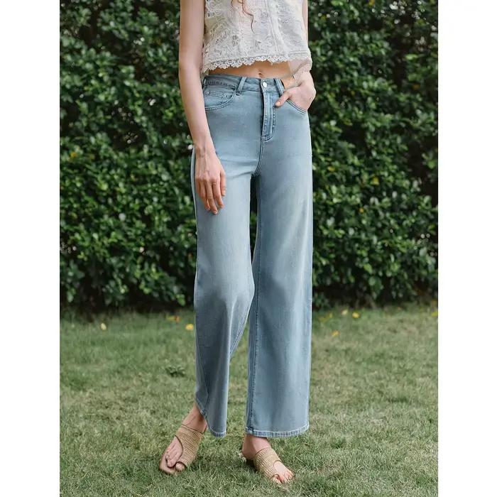 Pantalon en denim décontracté et tendance OLrain pour femmes effets vieillis et vêtements féminins occasions spéciales été 2026