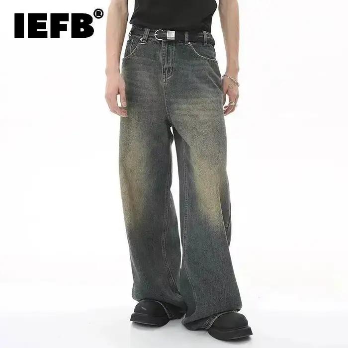IEFB hommes Vintage jean mode lavé rue décontracté jambe large Denim pantalon été en détresse ample mâle polyvalent