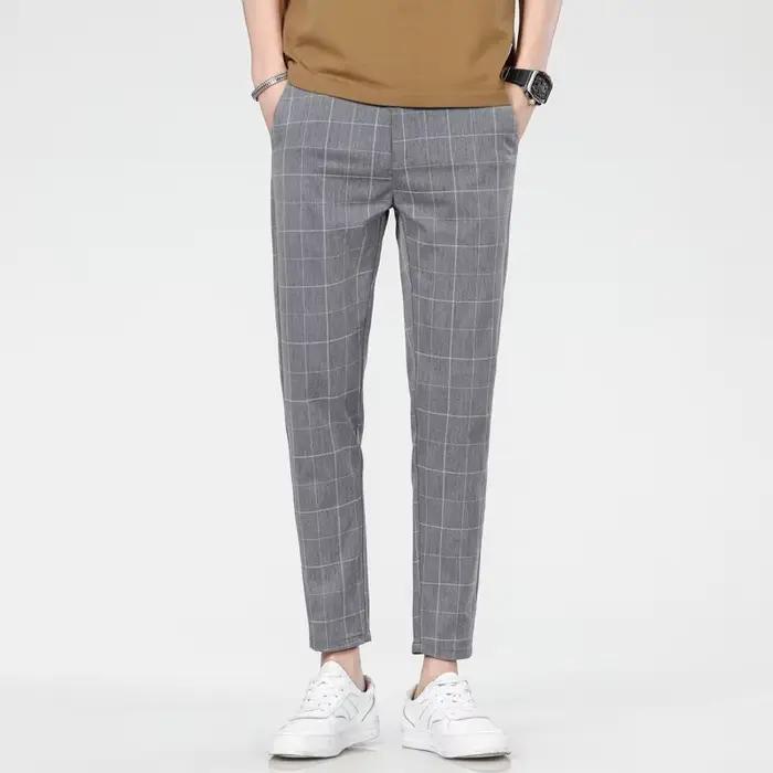 Nouveau pantalon pour hommes de style européen et américain à la mode à grille 2025 pour les affaires