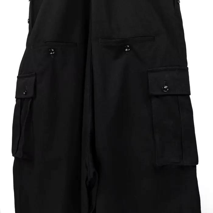 33/5000 TOP-YAMAMOTO design original salopette ample noir foncé pour hommes et pantalons décontractés en laine