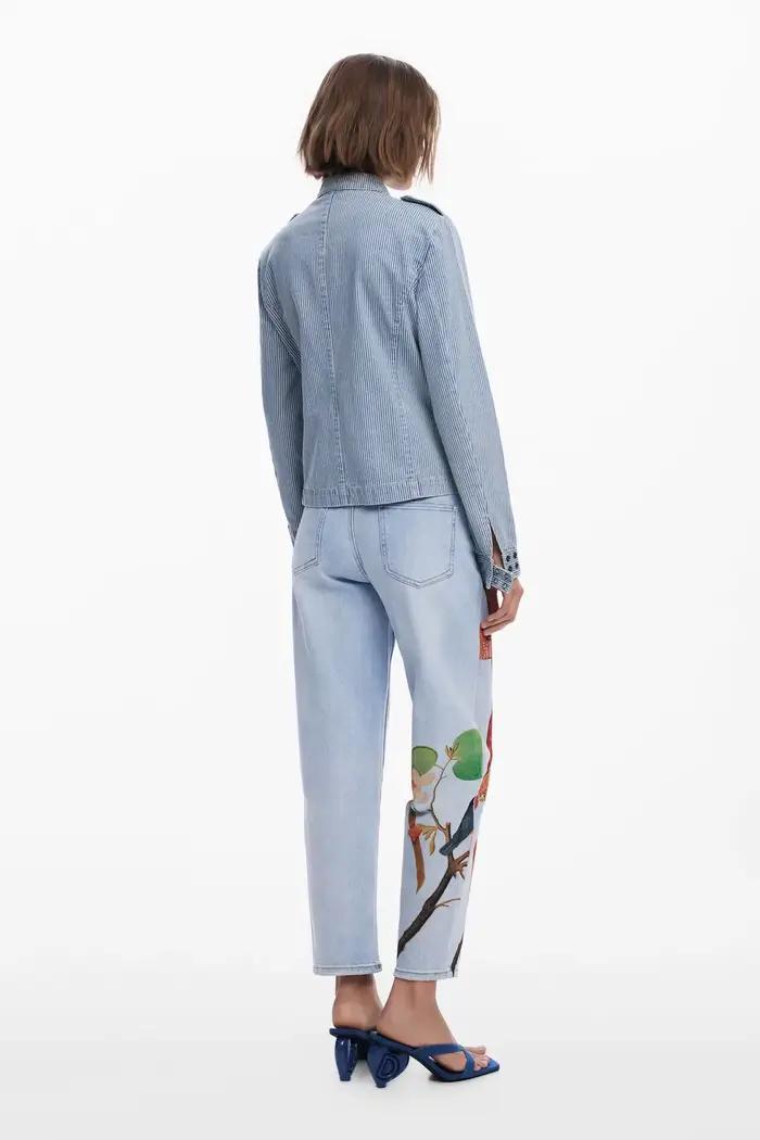 Jeans pour femmes, style original européen, américain, espagnol, imprimé couleur contrastée, pantalon court décontracté élastique de style créateur