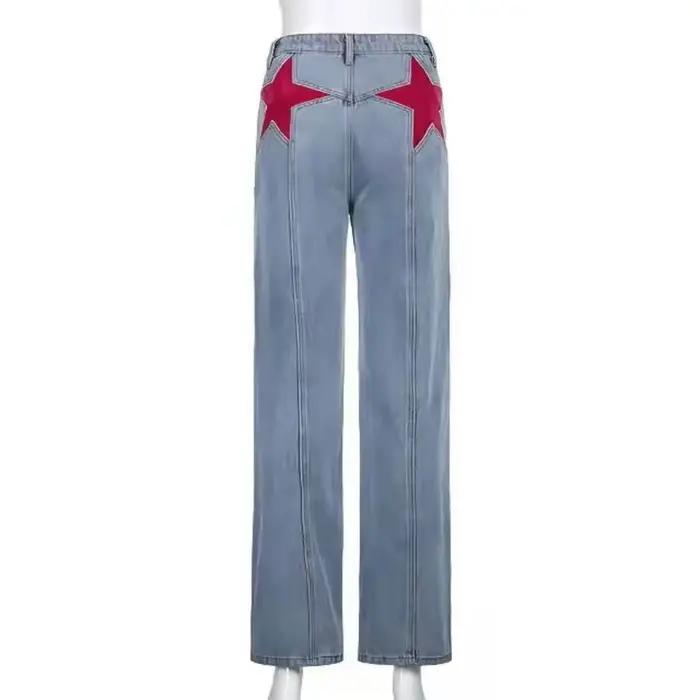 Jean taille haute imprimé étoiles Vintage pour femmes