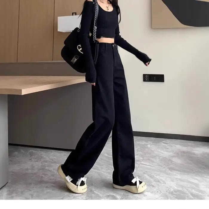 Jean Taille Haute Coupe Droite Nouvelle Collection Printemps 2025 Pour Femmes Occasions Spéciales Et Journées Quotidiennes