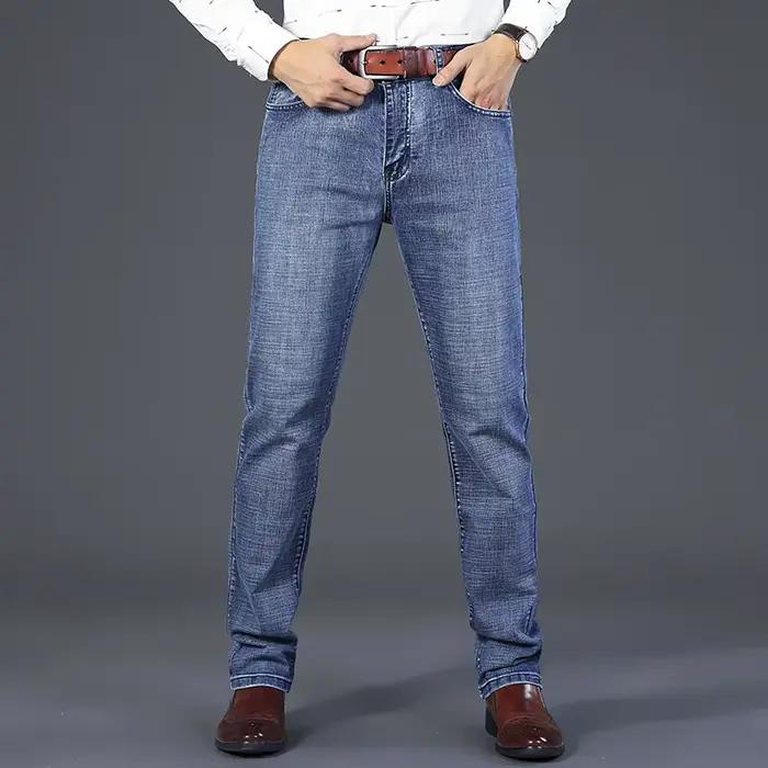 Nouveau Jean Classique Droit Extensible Bleu Noir 2026 pour Homme – Pantalon en Denim Décontracté pour le Travail – Vêtements de Marque Masculins