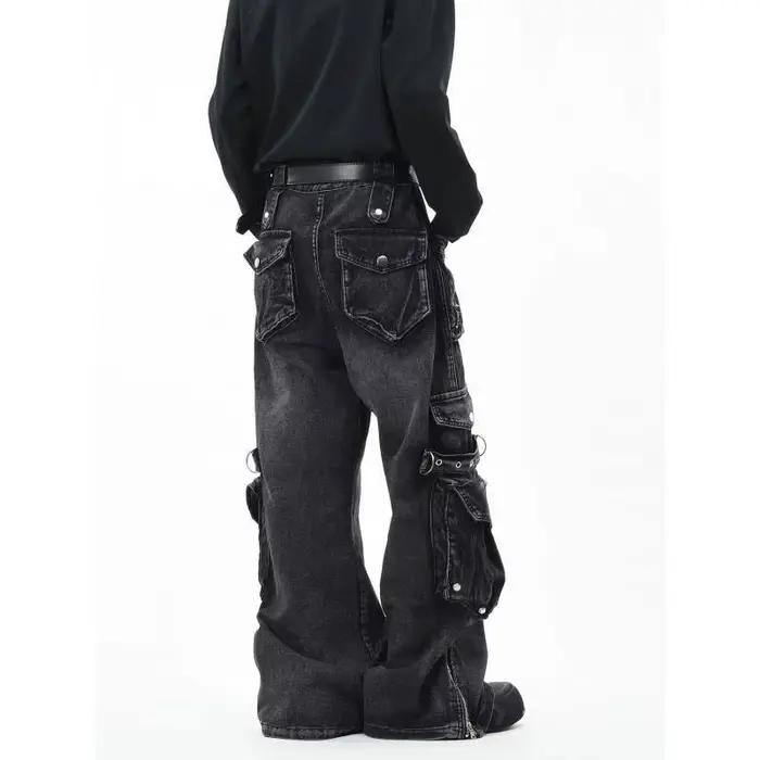 Jean de travail multi-poches déstructuré style américain pour homme et femme
