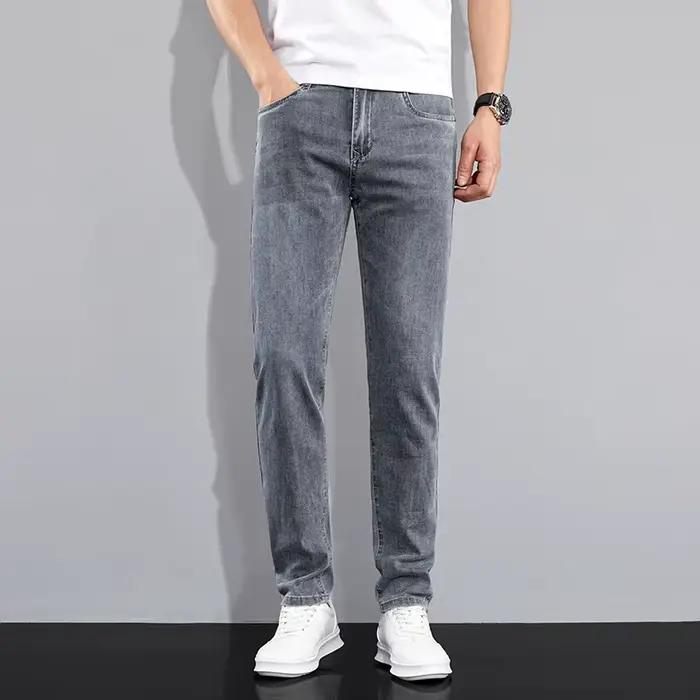 Marque de luxe printemps été hommes jean mince Denim pantalon coton bleu travail en plein air corée