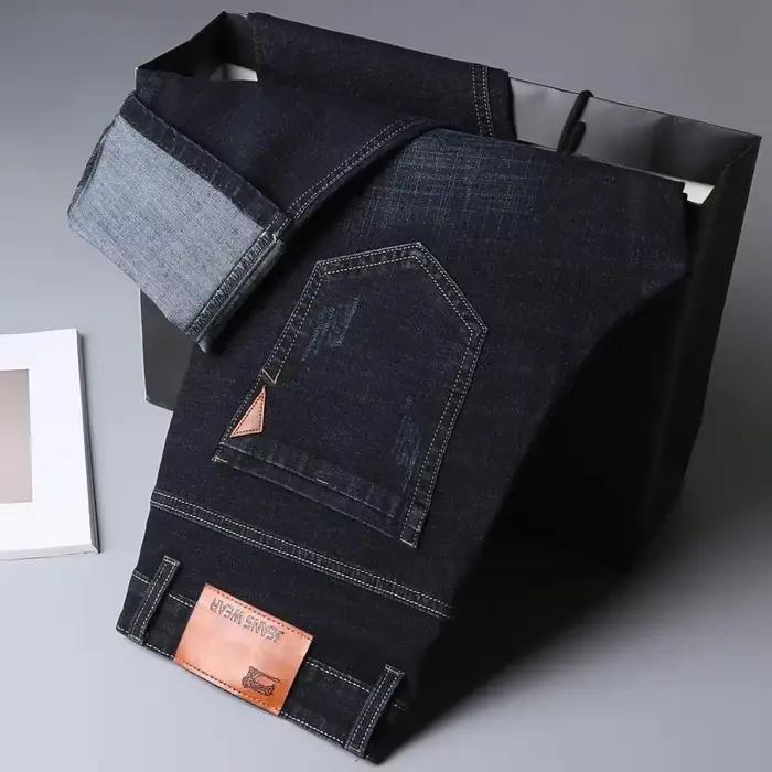 Jean droit en coton élastique pour hommes, pantalon en Denim, mode Business, Style classique, 2022