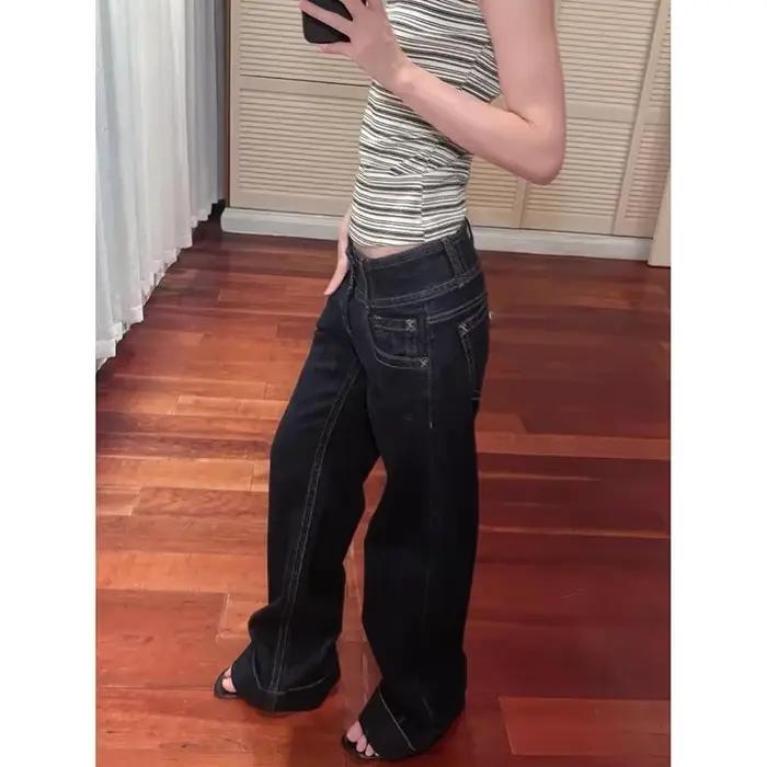Femmes Vintage bleu Y2k Baggy Jean 2025 automne Harajuku petit ami Denim pantalon haute rue 2000s